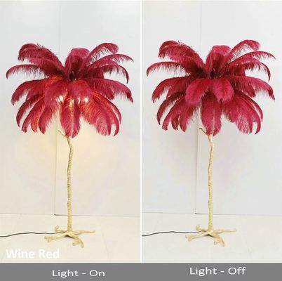 Bedroom Lighting Decoration Wine Red Ostrich Feather Lamp