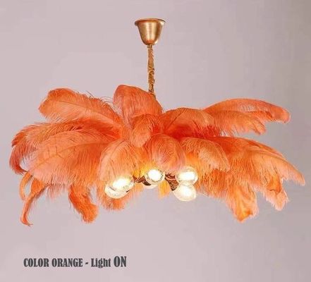 G9 Light Source Hanging OEM Ostrich Feather Ceiling Pendant