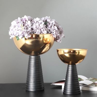 Decorative Flower Vase Round Wedding Decorative Gold Plated Vases Flower Bowls Centerpieces