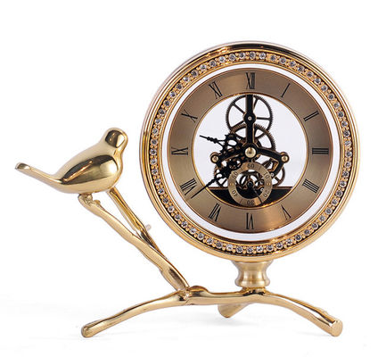 Office Gold Copper Clock Sculpture Decorative Art Craft