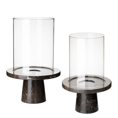 Black Stand Clear Glass Cover 300MM Decorative Candle Holder