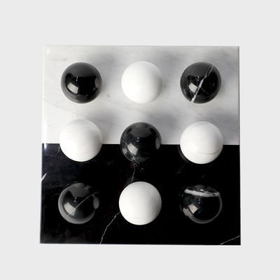 Black White Marble Round Ball Decorative Chess Board