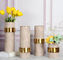 Wholesale Decorative Flower Vases Gold Plated with Marble Cylinder Flower Pot Set