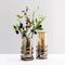 Table wedding centerpieces decorative glass flower vase with metal holder base glass cylinder vase
